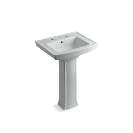 Kohler Archer Pedestal Bathroom Sink With 8" Widespread Faucet Holes K-2359-8-95